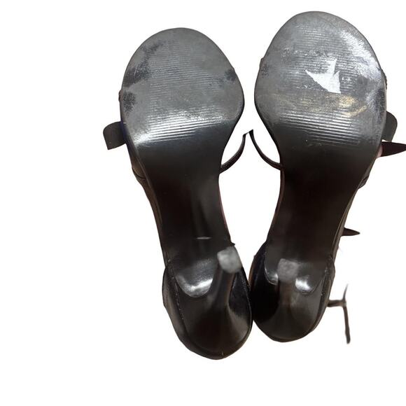 Y2K VTG. RARE NINE WEST BLACK LEATHER ANKLE STRAP FLOWER HEELS SZ. 6- 6.5 - Picture 8 of 8